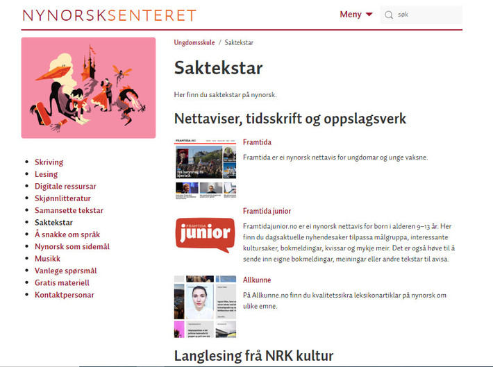 Nynorsksenteret Skjermdump Frå Nettsida