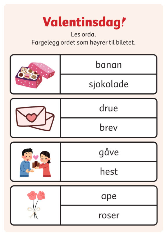 Valentinsdagsarbeidsark