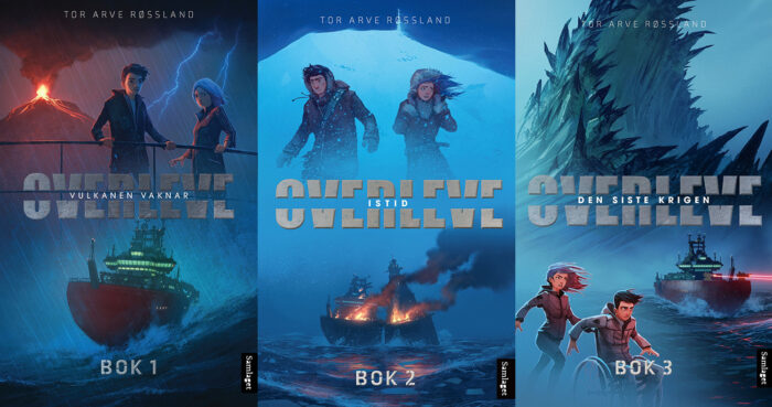 Kollasj med Overleve bøkene