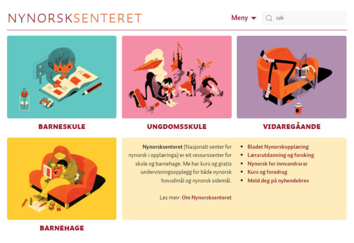 Nynorsksenteret no skjermdump til nettside